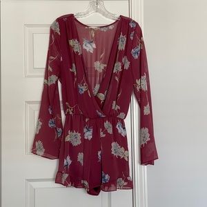 Mauve/dark pink romper from Altar’d State